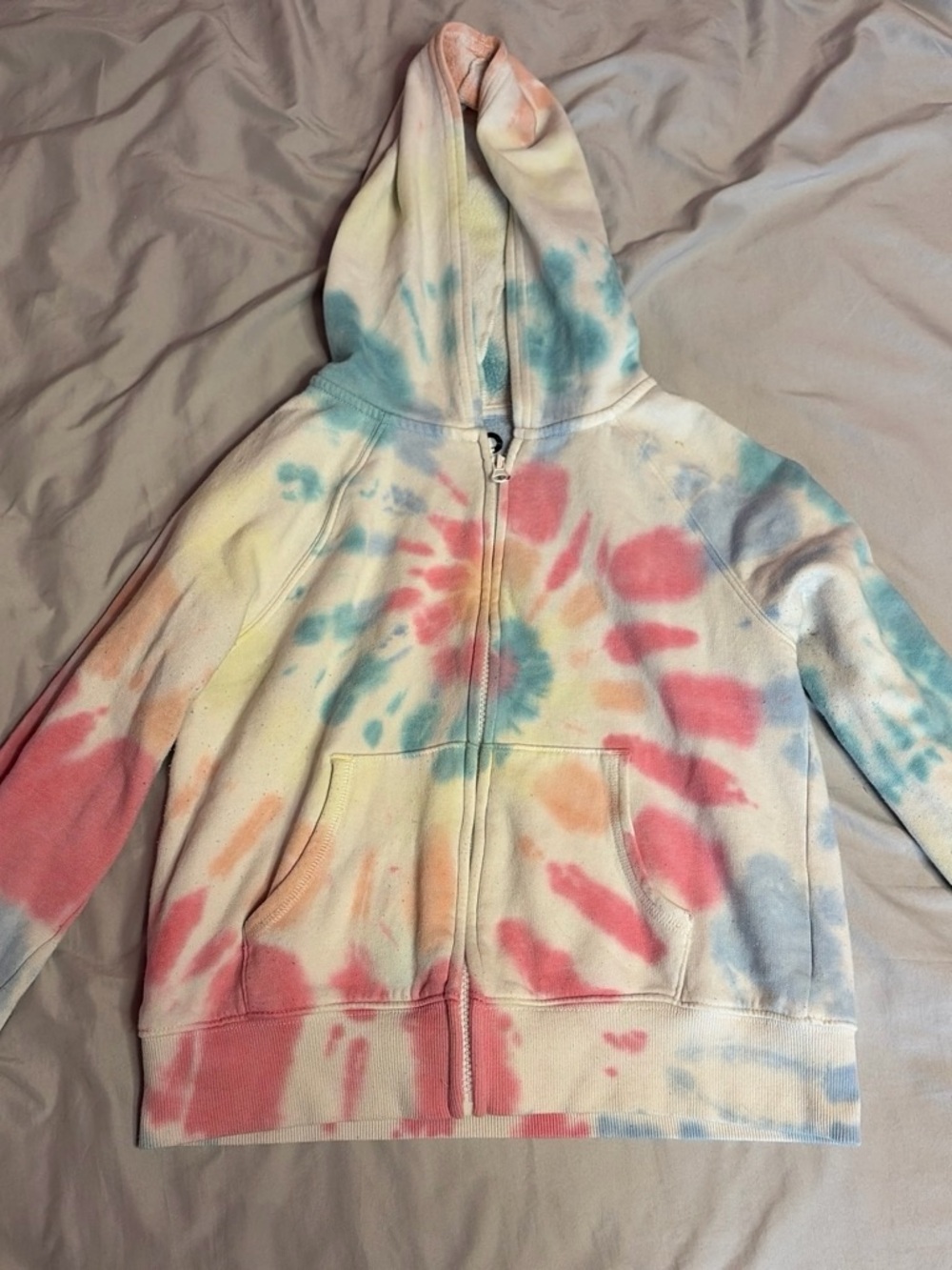 SO Pastel Tie-Dye Zip Hoodie in Blue and Pink